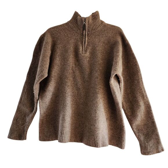Weatherproof Pullover Sweater Men's Size XXL Brown Long Sleeve 1/4 Zip Lambswool - Picture 1 of 8